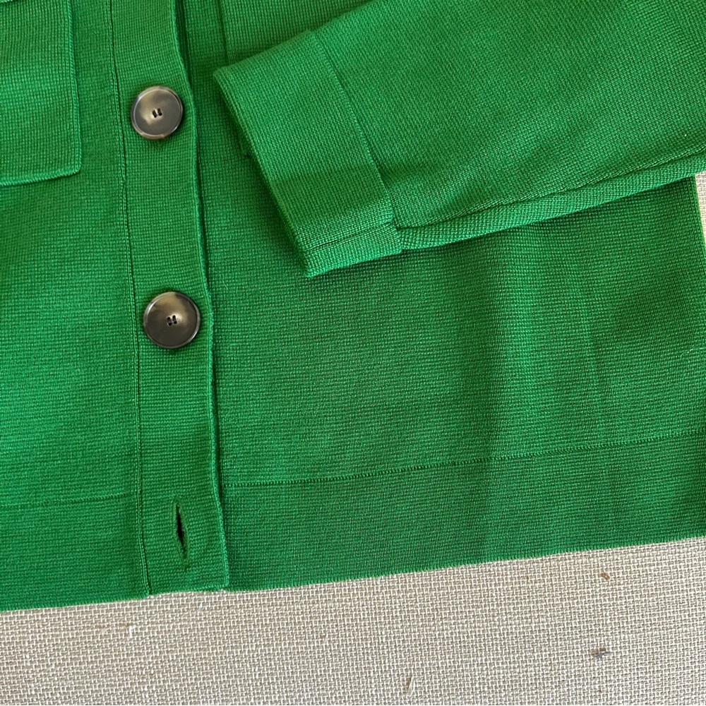 NEW Sezane Betty Cardigan - Green Knit Wool French Causal Soft - Picture 6 of 9